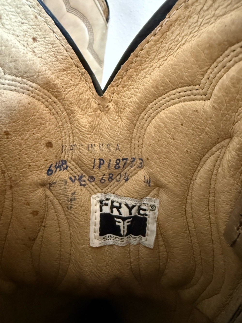 Vintage Frye Western Boots Gray Taupe Leather Cowboy Boots Made USA Women’s 6.5B - Picture 8 of 13